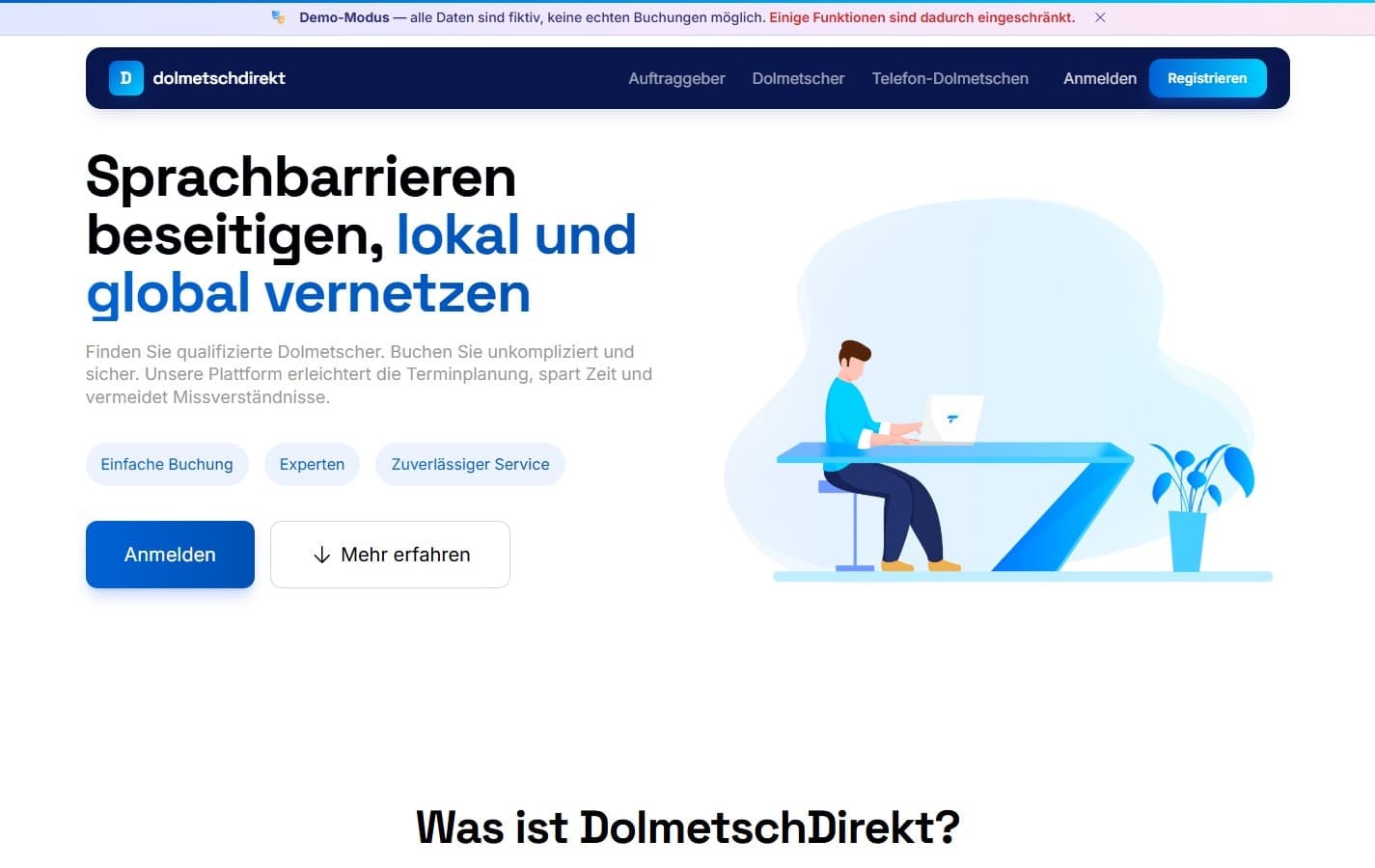 DolmetschDirekt, Desktop-Ansicht